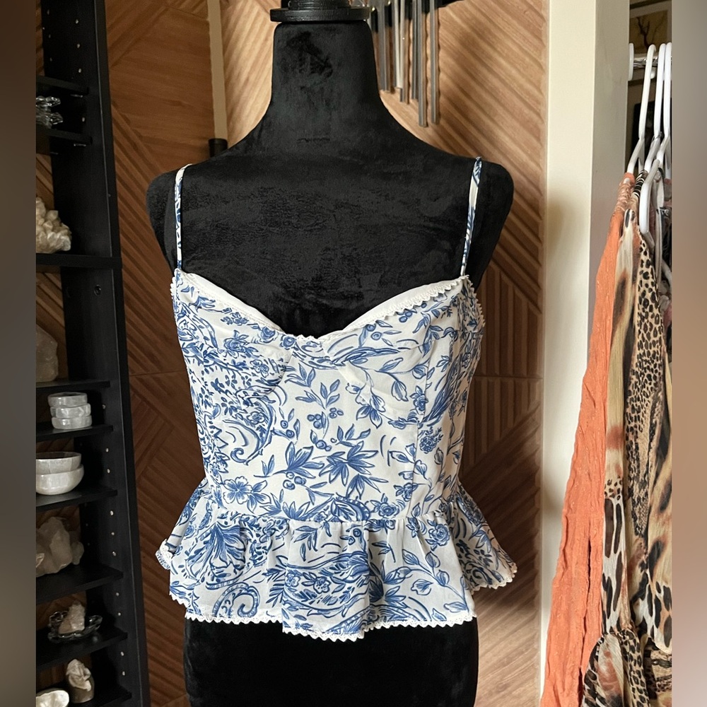 Vici Toile Blue Bustier size Large NWT